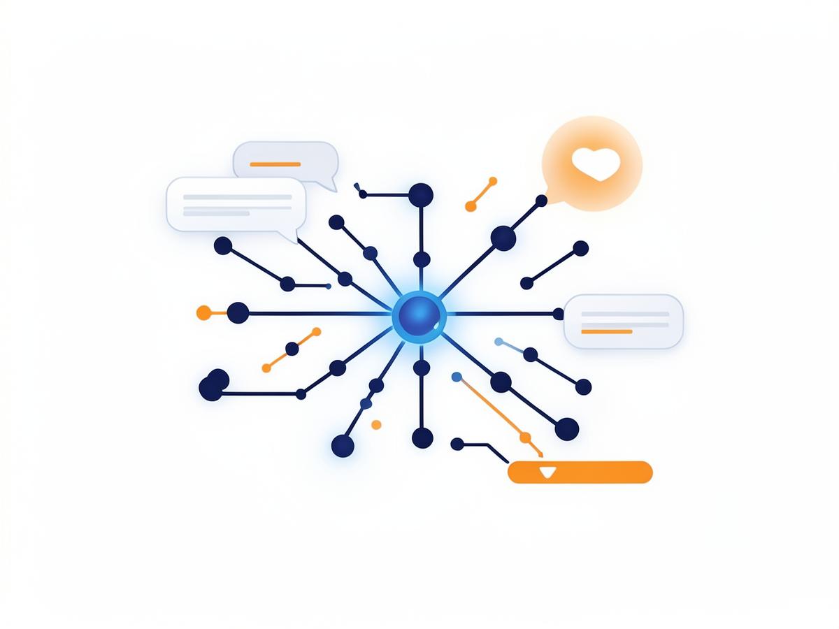 Abstract illustration of an AI automation assistant network