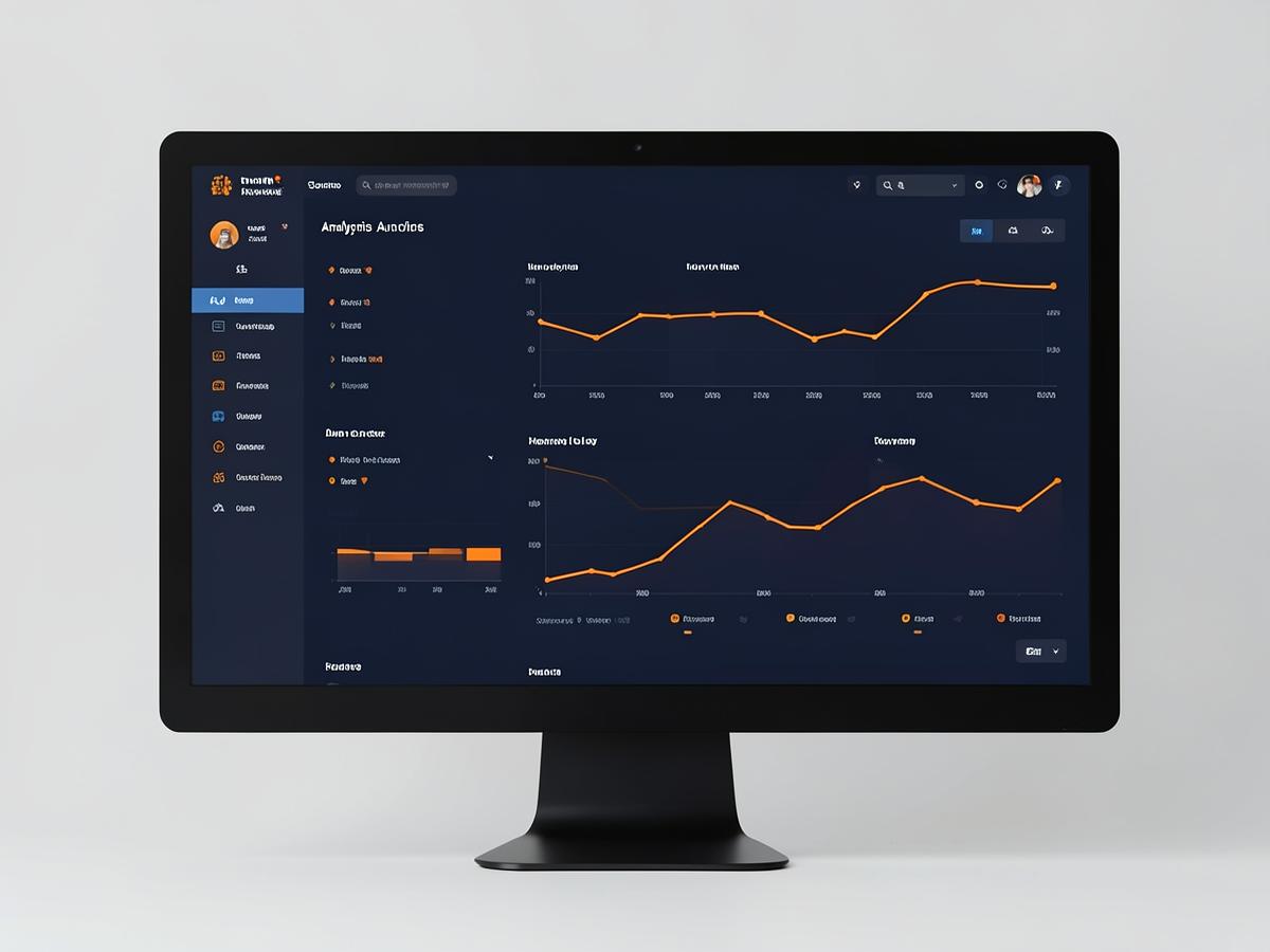Business intelligence analytics dashboard on a widescreen monitor